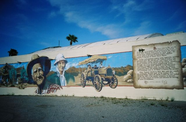 Twentynine Palms is filled with generally ugly murals. Here's one dedicated to the same guy that Keys' View, in Joshua Tree, is named after.
